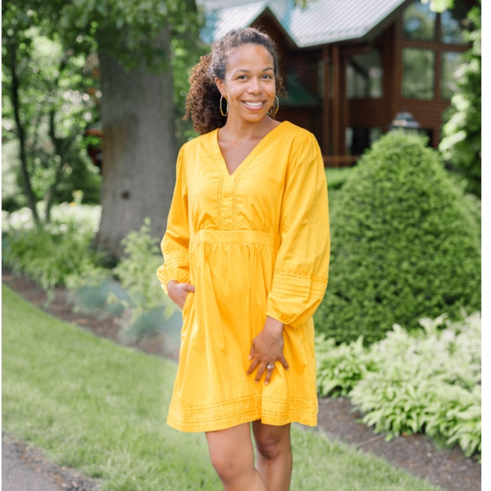 J. Crew V-neck mini dress with trim
